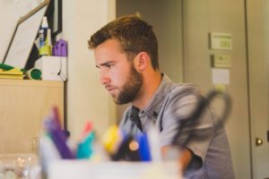 man working from home