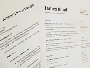 image of fake james bond and arnold resumes