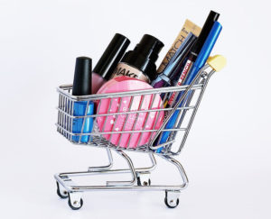 shopping cart with beauty products